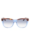 Victoria Beckham 57mm Gradient Lens Cat Eye Sunglasses In Havana Blue