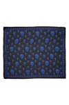 Alexander Mcqueen Skull Silk Scarf In Black/ Blue