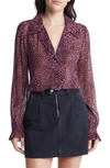 PAIGE ELLYN LEOPARD PRINT BUTTON-UP SILK SHIRT