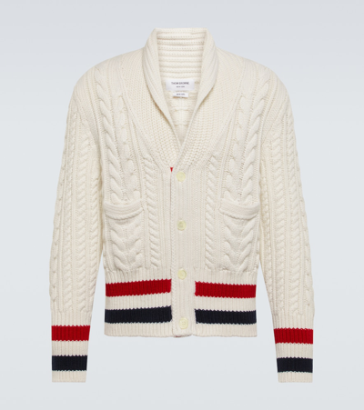 Thom Browne Cashmere Cable-knit Cardigan In White
