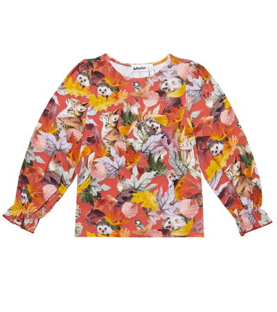 Molo Kids' Raina Printed Cotton-blend Top In Forest Play
