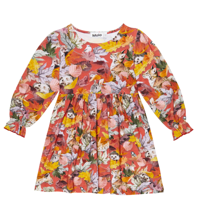 Molo Kids' Girl's Camie Long-sleeve Animals & Foliage-printed Jersey Dress In Forest Play