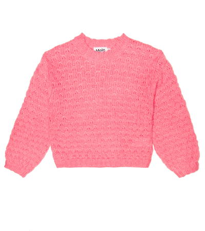 Molo Kids' Alpaca Blend Knit Sweater In Dark Pink