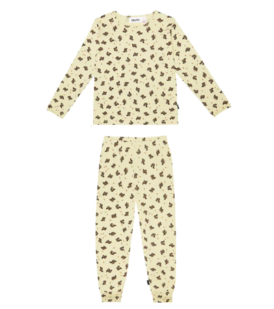 Molo Kids' Luve Printed Cotton-blend Pajama Set In Mini Squirrel