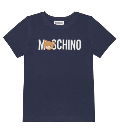 Moschino Kids' Logo Printed T-shirt In Navy Blue