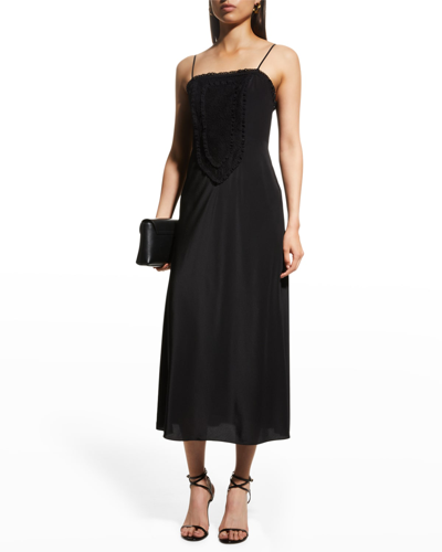 Rebecca Taylor Lace Patch Slip Dress In Black