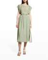 Rebecca Taylor Floral Print Silk Cutout Midi Dress In Suzanne Fleur Jad