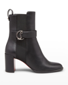 CHRISTIAN LOUBOUTIN LEATHER BUCKLE RED SOLE BOOTIES
