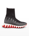 Christian Louboutin Sharky Pull-on Sock Sneakers In Black