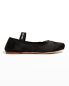 Miu Miu Satin Ballet Flats In Nero