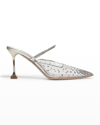 Miu Miu Crystal-embellished Pvc Mules In Argento