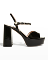 Miu Miu Patent Leather Platform Sandals In Nero