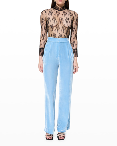 Sleeping With Jacques Wide-leg Velvet Pants In Dusk Blue