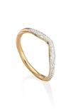 Monica Vinader 18ct Gold Plated Vermeil Silver Riva Diamond Wave Stacking Ring In Yellow Gold Plated