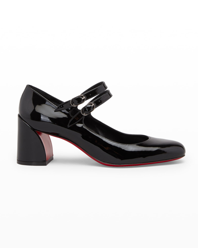 Christian Louboutin Miss Jane 55 Patent-leather Mary Jane Pumps In Nocolor