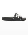 Diesel Men's Sa-mayemi Water-resistant Logo Pool Slides In Black/whit