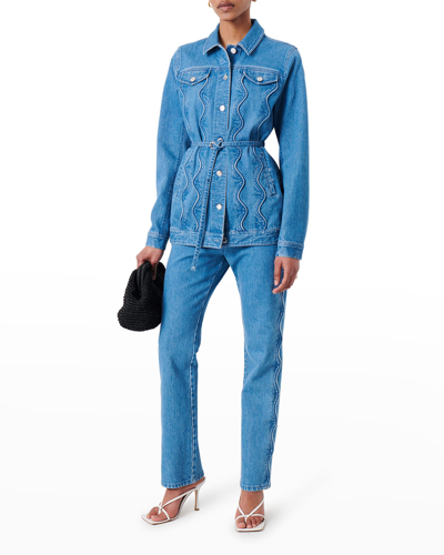 Derek Lam 10 Crosby Luca Tailored Wavy Seamed Denim Jacket In