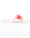 Diesel Men's Sa-mayemi Water-resistant Logo Pool Slides In White/mult