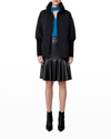 AKRIS PUNTO CIRCLE QUILTED PUFFER JACKET WITH KNIT SLEEVES