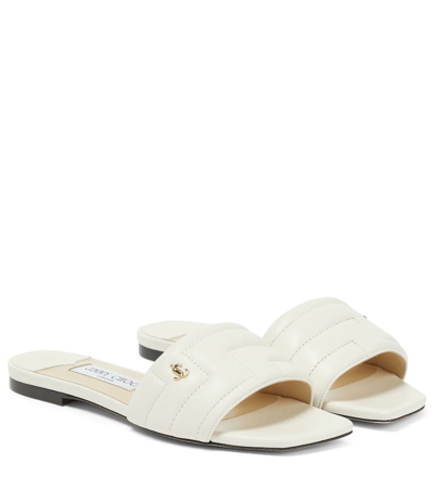 Jimmy Choo Themis Leather Slides In Latte