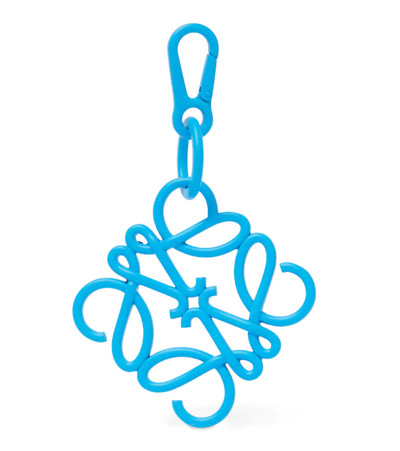 Loewe Anagram Brass And Stainless Steel Charm In Cyan