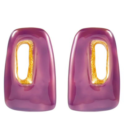 Marni Trapezio Enamel Stud Earrings In Pink & Purple