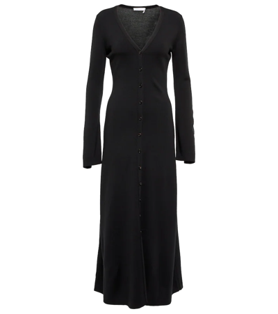 Chloé Button-down Wool Maxi Dress In Black