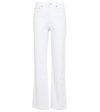 Re/done Frayed High-rise Straight-leg Jeans In White
