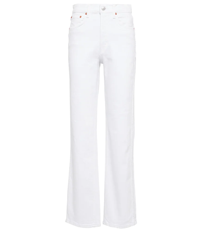 Re/done Frayed High-rise Straight-leg Jeans In White