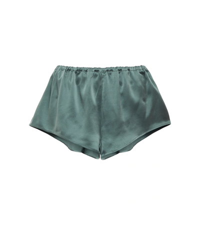 Asceno Venice Silk Satin Pajama Shorts In Smoke