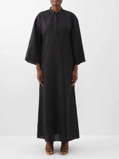 The Row Lanna Cotton-voile Maxi Tunic Dress In Black