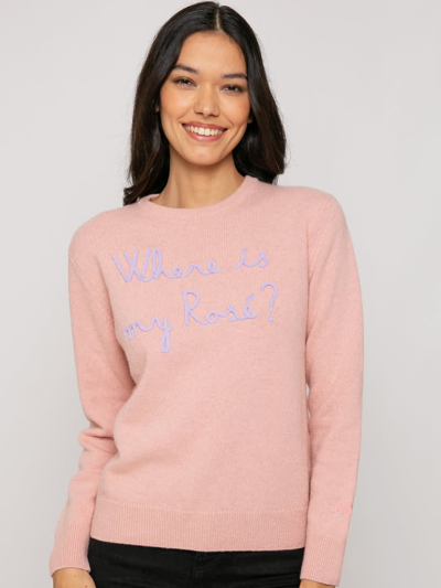 Mc2 Saint Barth Woman Sweater With Where Is My Rosé? Embroidery In Pink