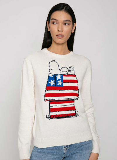 Mc2 Saint Barth Woman Sweater With Snoopy Print Snoopy - Peanuts Special Edition In White