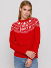 Mc2 Saint Barth Woman Sweater With Norwegian Jacquard Print In Red
