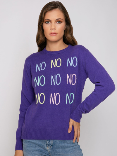 Mc2 Saint Barth Woman Sweater With No No No Embroidery In Purple