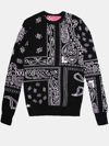 Mc2 Saint Barth Woman Sweater Blended Cashmere Black Bandana Pattern In Black