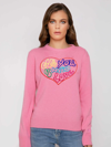 Mc2 Saint Barth Woman Pink Sweater All You Need Is Love Embroidery In Pink