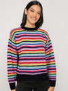 Mc2 Saint Barth Woman Multicolor Striped Crochet Sweater In Multicolor
