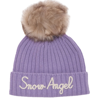 Mc2 Saint Barth Woman Hat With Pompon And Snow Angel Embroidery In Purple