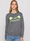 Mc2 Saint Barth Woman Grey Sweater Yellow Fluo I Hate Mountains Embroidery In Grey
