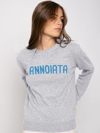 Mc2 Saint Barth Woman Grey Crop Sweater Annoiata Lurex Writing In Grey