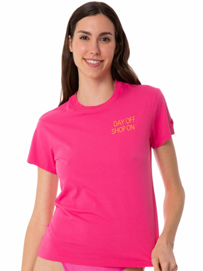 Mc2 Saint Barth Woman Fucsia Cotton T-shirt With Embroidery In Pink