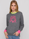 Mc2 Saint Barth Woman Grey Sweater Girl Pwr Fluo Embroidery And Fluo Details In Grey