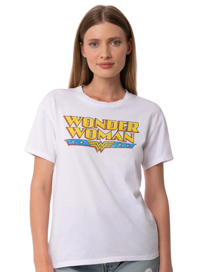 Mc2 Saint Barth Woman Cotton T-shirt With Wonder Woman Print Warner Bros. Special Edition In White