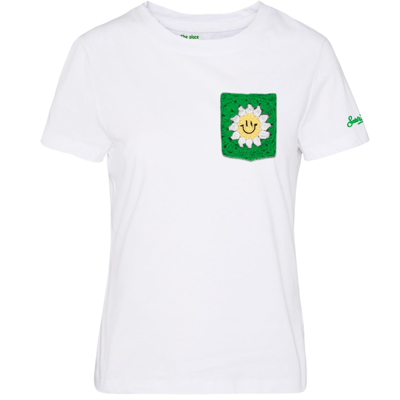 Mc2 Saint Barth Woman Cotton T-shirt With Pocket In White