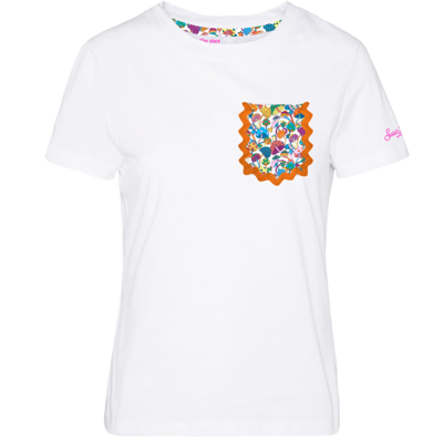 Mc2 Saint Barth Woman Cotton T-shirt With Pocket In Multicolor