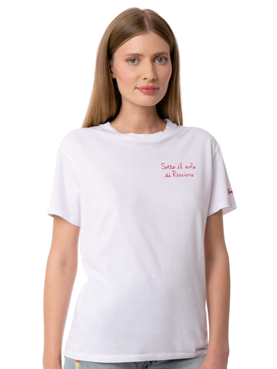 Mc2 Saint Barth Woman Cotton T-shirt With Embroidery In White