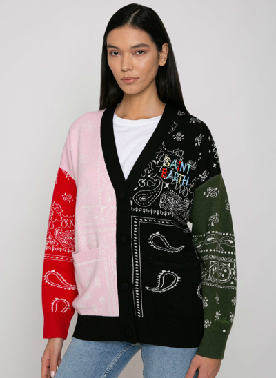 Mc2 Saint Barth Woman Cardigan With Pockets And Saint Barth Embroidery In Black