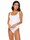 Mc2 Saint Barth White Ribbed One Piece Swimsuit In White