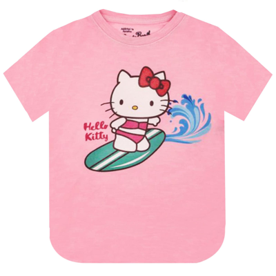 Mc2 Saint Barth Kids' Surfing Hello Kitty Girls T-shirt In Pink